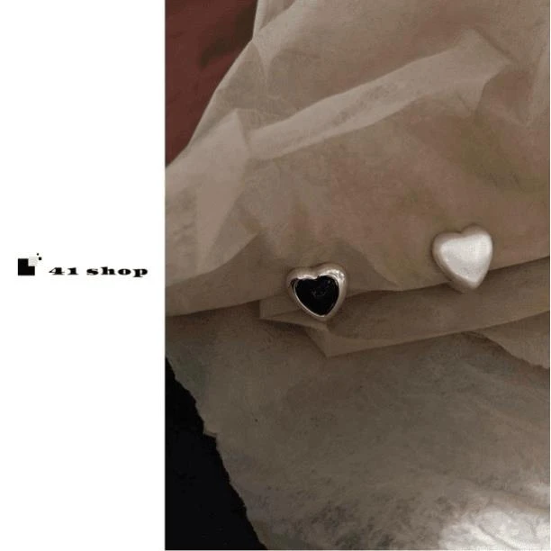 铜合金合成锆石耳饰 B-1子夜月光爱心耳扣百搭设计感两面可戴