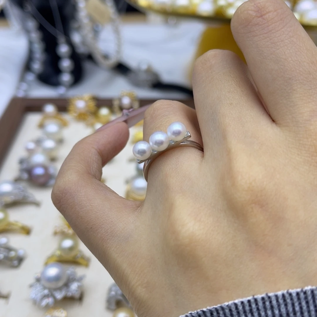 戒指淡水珍珠银S925镶嵌