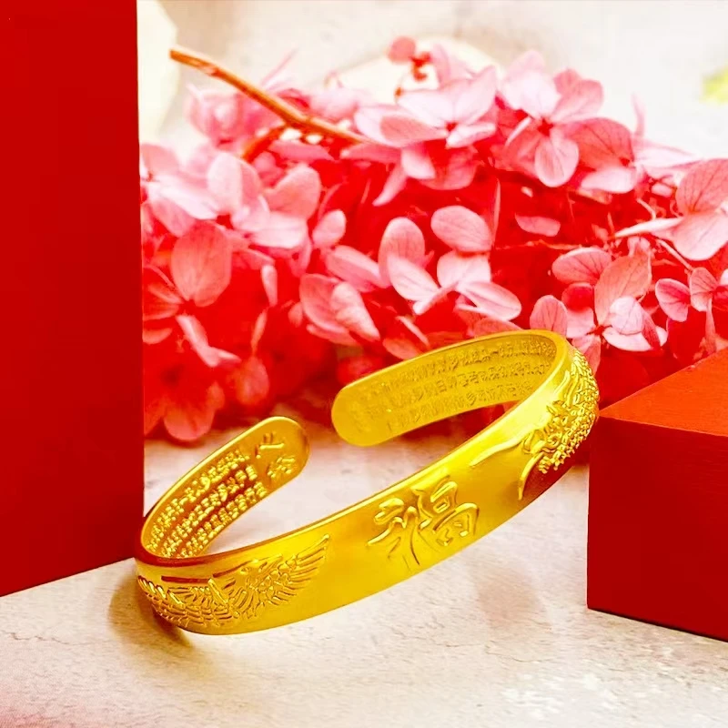 铜合金手镯 传承女款龙凤呈祥古法手镯气质送妈妈女友经典首饰