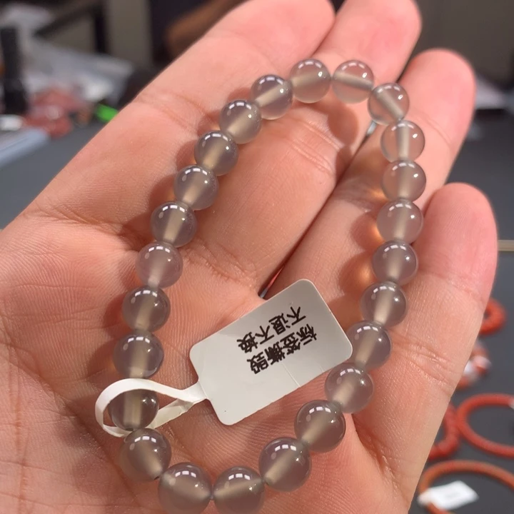 玛瑙/玉髓未镶嵌单圈8mm➕黑冰