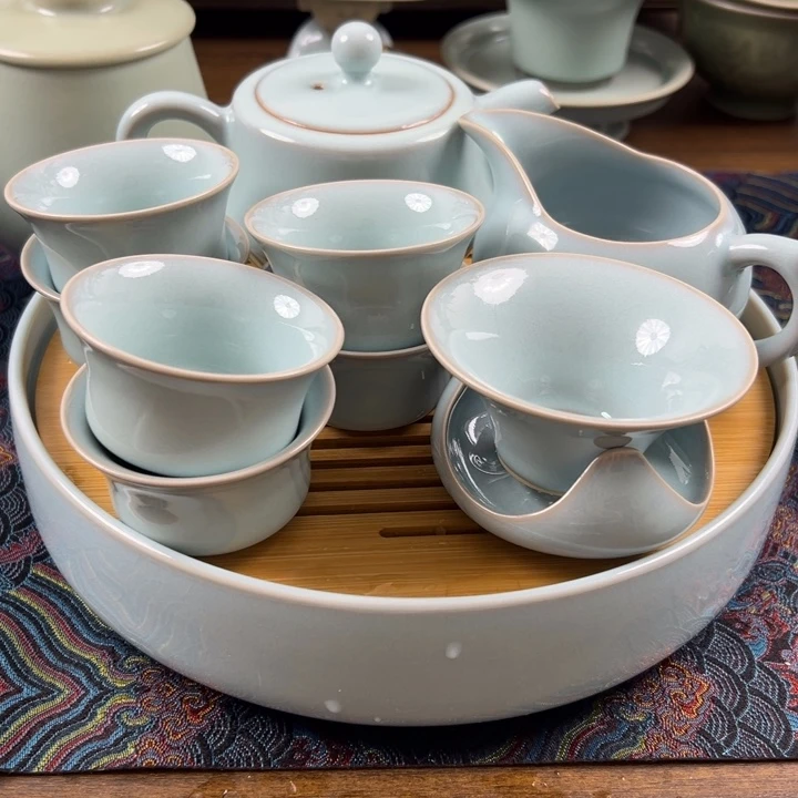 瓷杯子天青釉釉水十件套