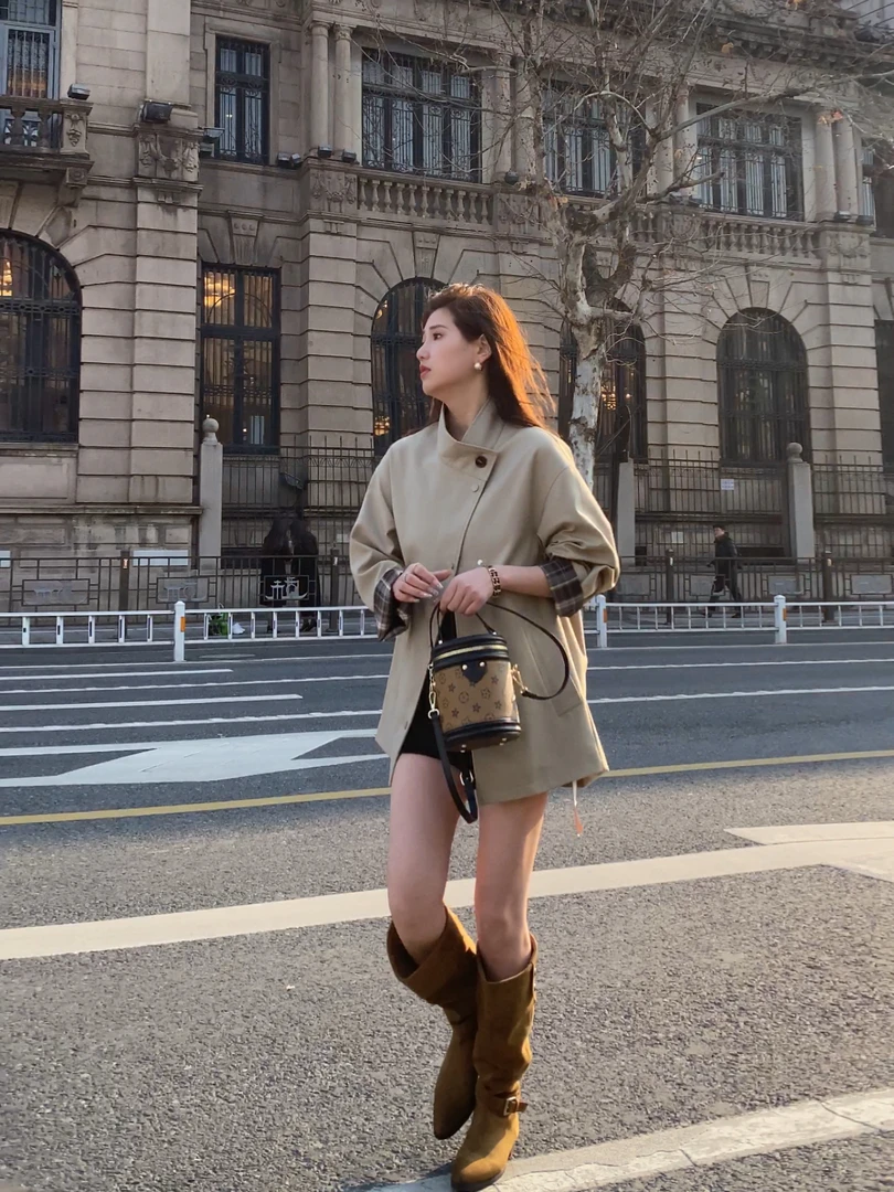 2025春秋新款设计感经典撞色风衣外套英伦风显瘦宽松大衣洋气时尚