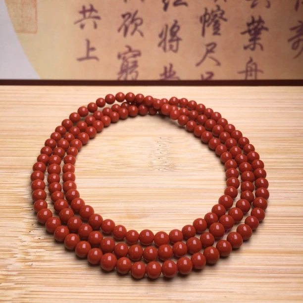 天然川料南红精品满肉小米珠卡4mm多圈手链项链