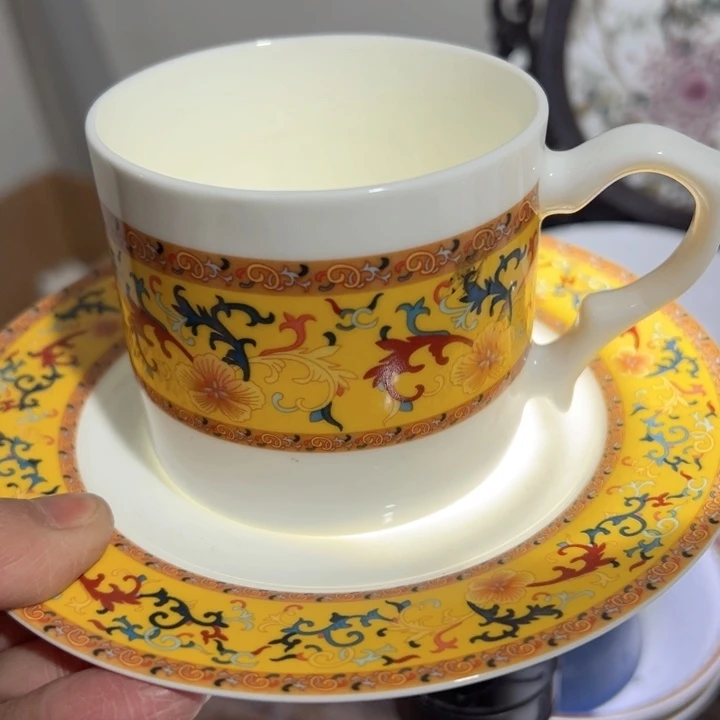 杯黄如意耳杯陶瓷一个