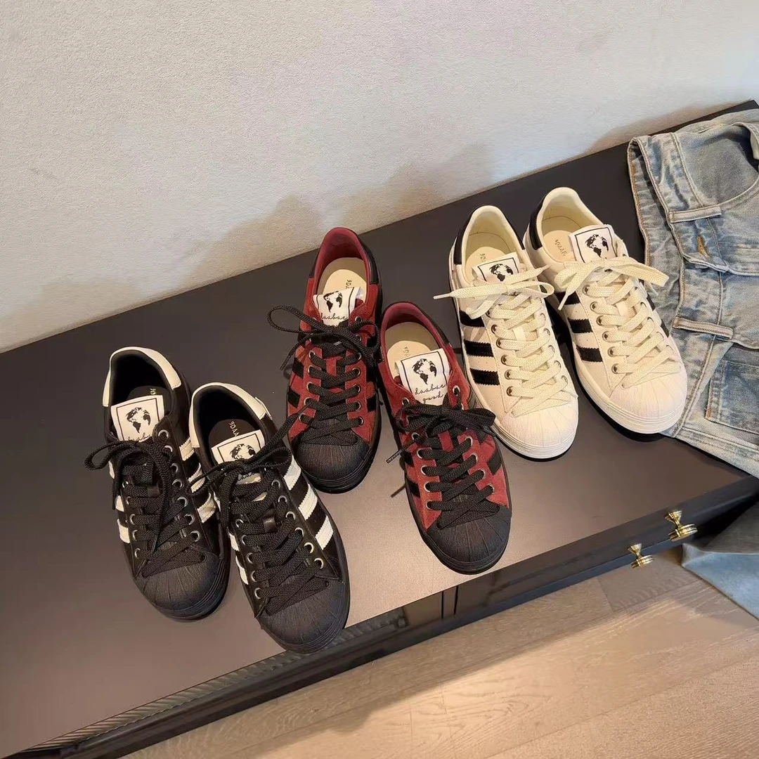 DAABAE GOOD 贝壳鞋 经典百搭水洗牛皮厚底板鞋休闲鞋3CM 112-3