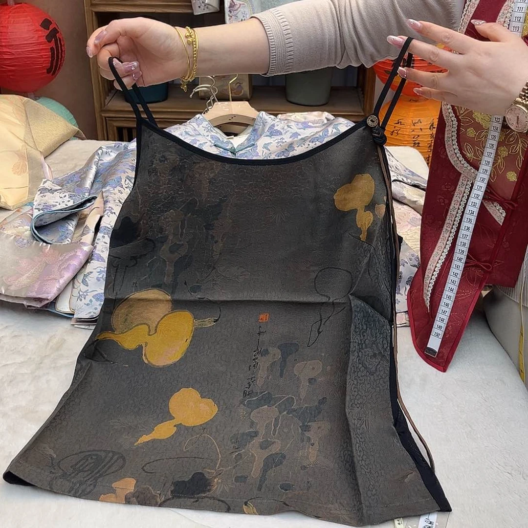 刺绣香云纱夏季吊带XL码