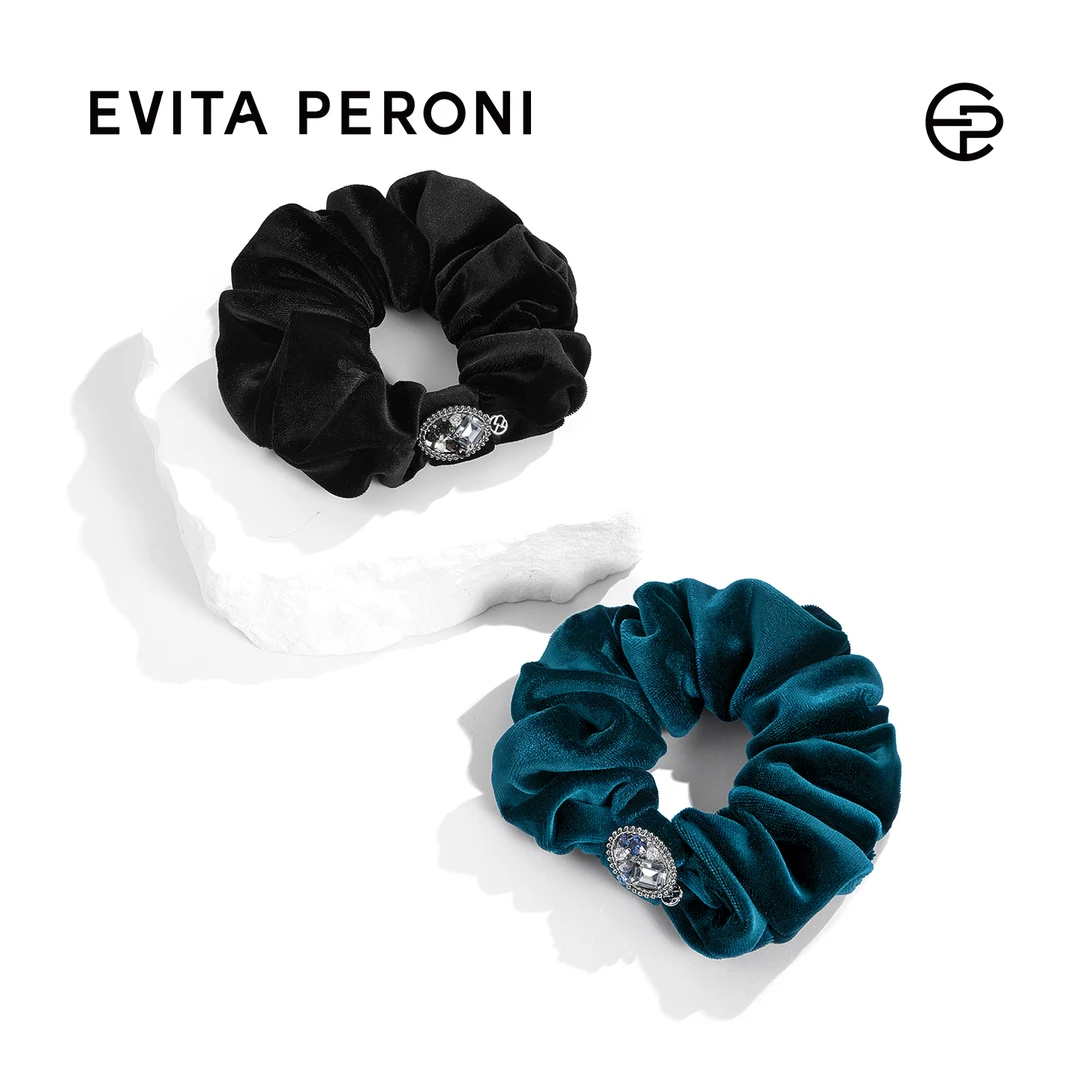 Evita Peroni/依慧达“宝石诗篇”系列秋冬复古丝绒褶皱发圈zb