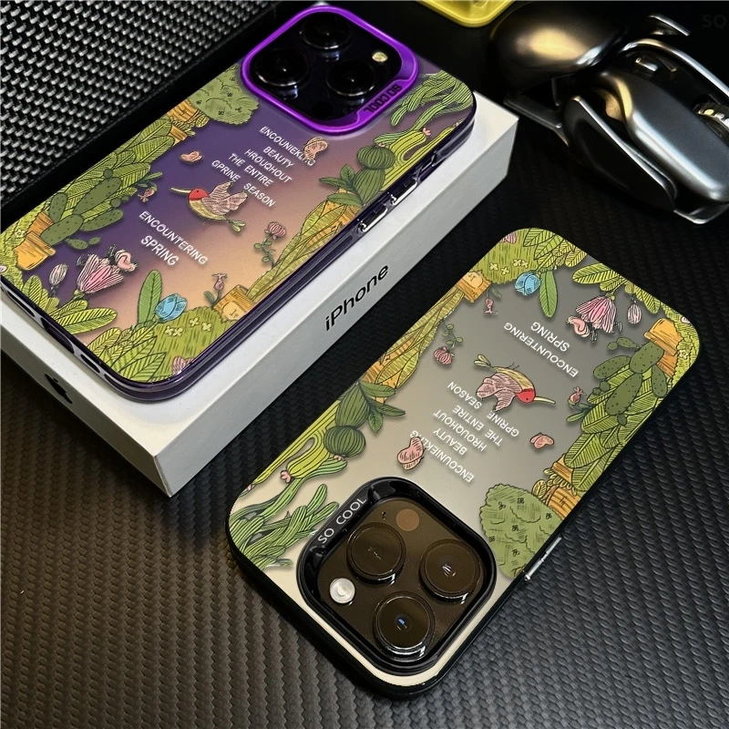 仙人掌丛林适用iPhone16手机壳苹果15创意14Promax保护套13磨砂防