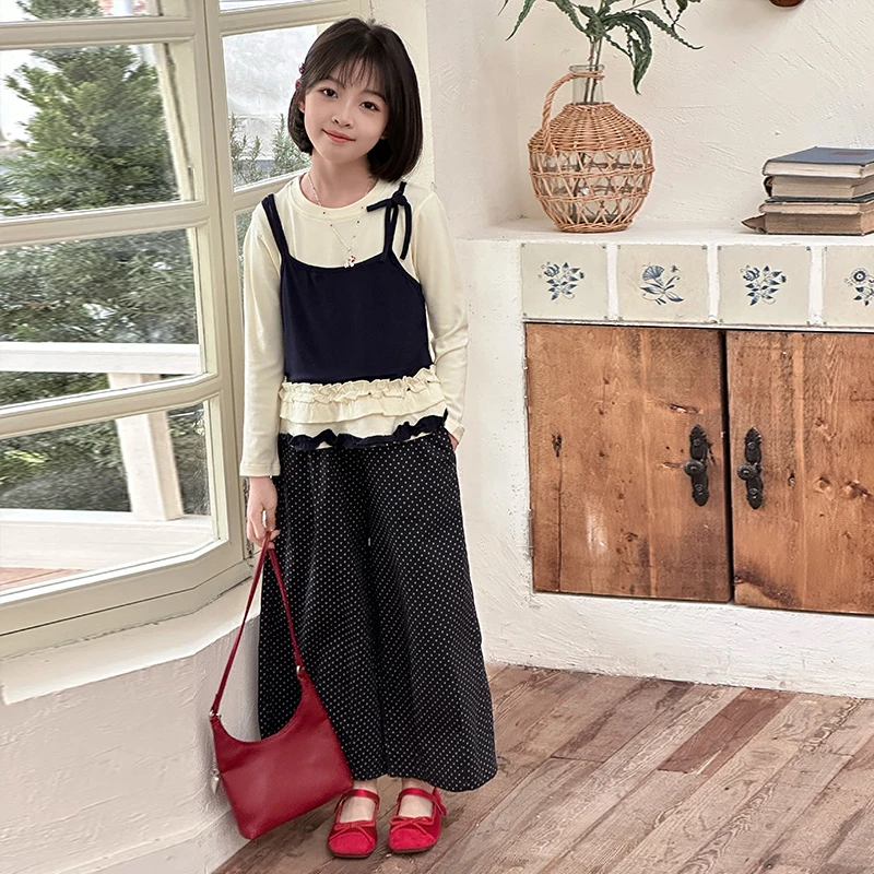 女童套装春秋款2025新款洋气儿童休闲假两件女孩阔腿裤春装两件套