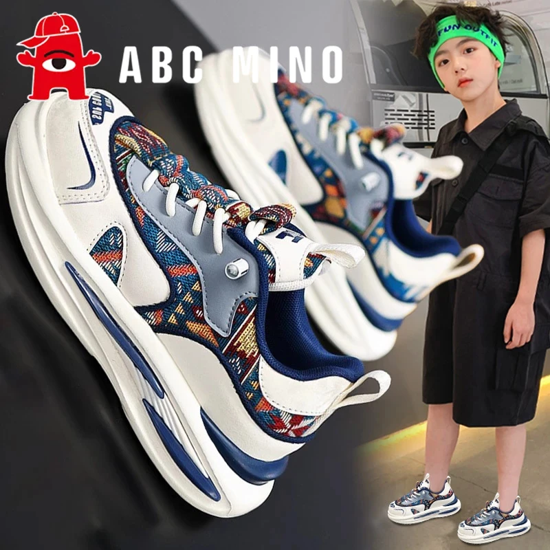 ABC MINO男童鞋秋季2025新款透气儿童软底运动鞋中大童潮牌老爹鞋