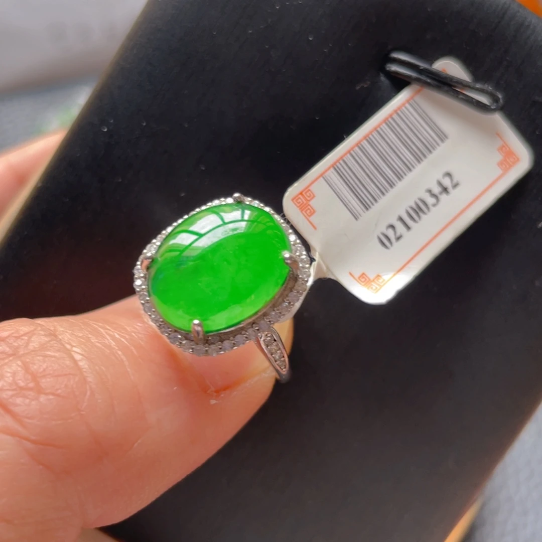 翡翠银S925镶嵌颈饰戒指