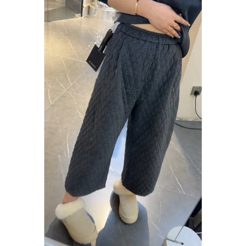 Aimeerosa/艾洛莎冬季厚款时尚百搭气质棉裤松紧腰洋气九分休闲裤