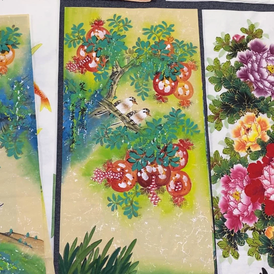 国画尺寸100✖️50三尺泼彩花鸟纯手绘画