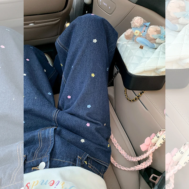 曾小咸 美式复古高腰显瘦深蓝色阔腿牛仔裤女2025春Z251KS0014