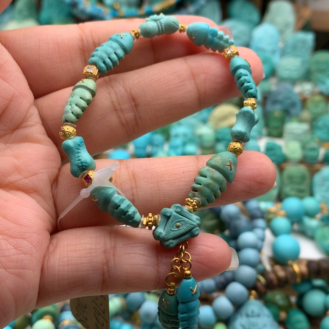 绿松石18K金镶嵌手链