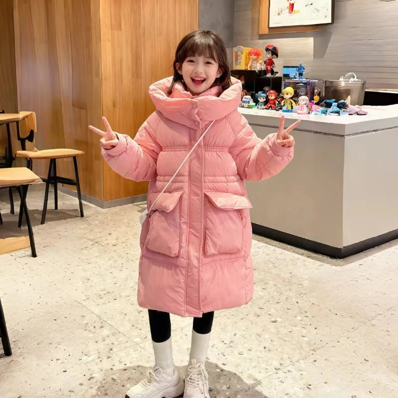 女童冬季长款棉衣6-14岁小女孩时尚休闲洋气保暖加厚棉服外套潮