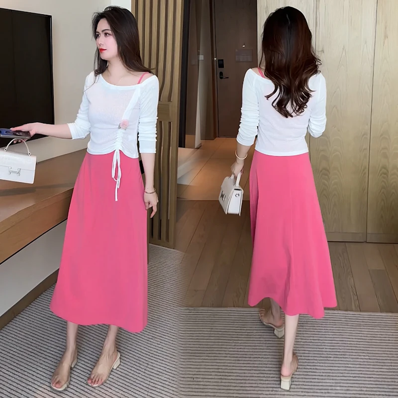 时尚韩系吊带连衣裙女2025夏季新款洋气爆款防晒衣背心长裙两件套