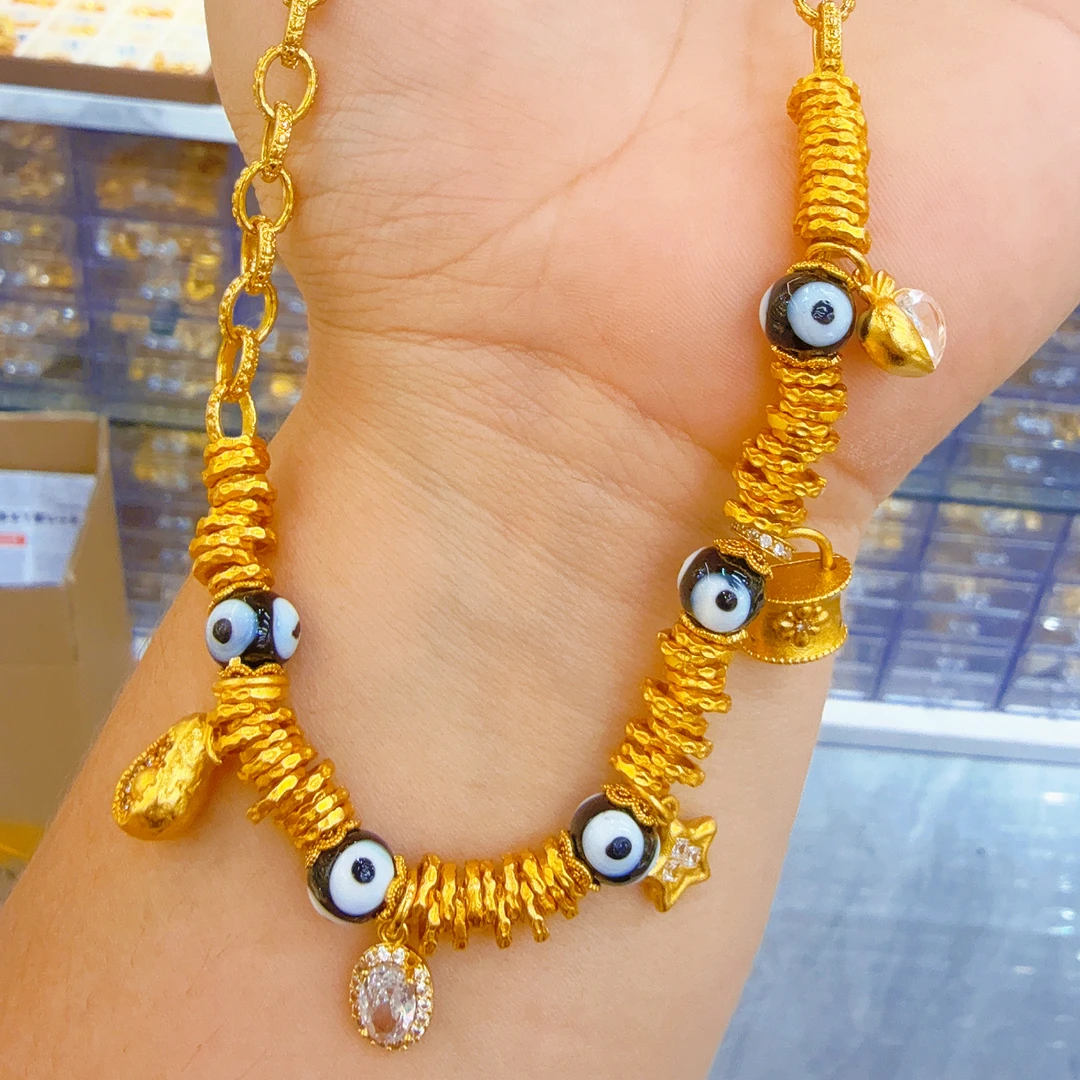 铜合金项链 轻职风女欧美风合金10cm以下首饰轻奢手工烧蓝