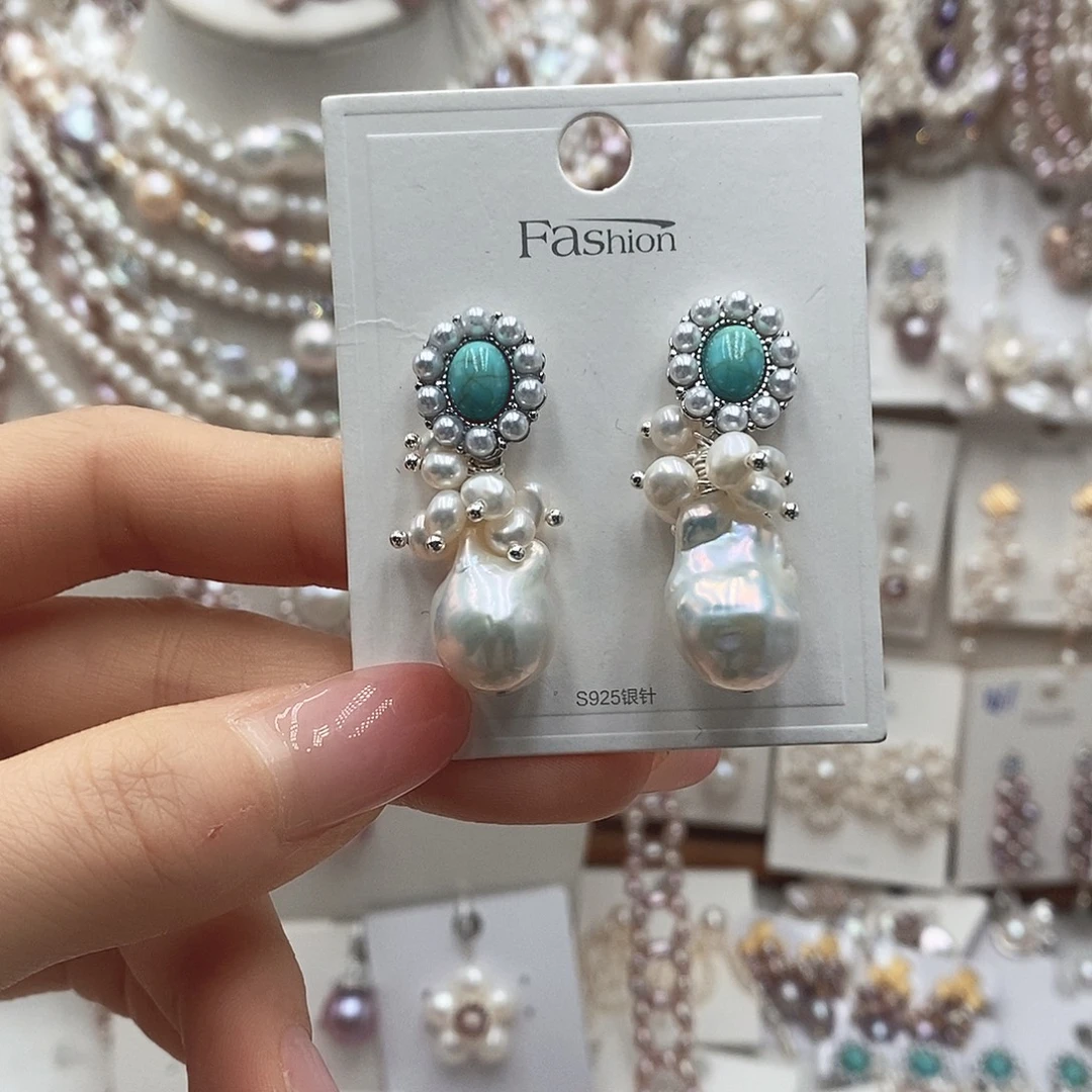 耳饰淡水珍珠银S925镶嵌