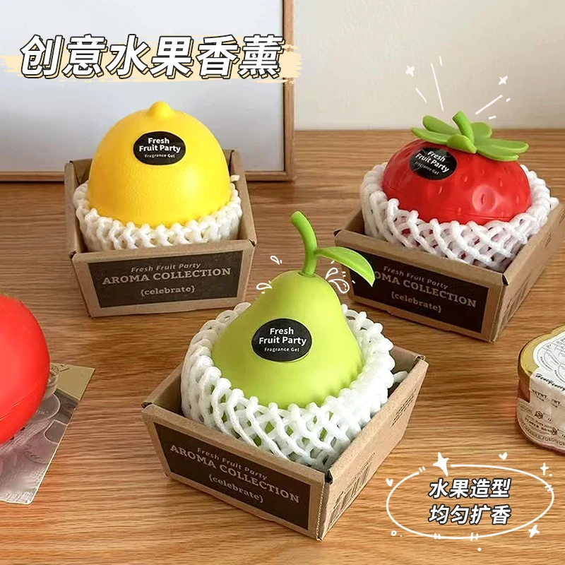 创意水果香薰柠檬梨草莓空气香氛家用卫生间去味香膏衣柜除味香薰