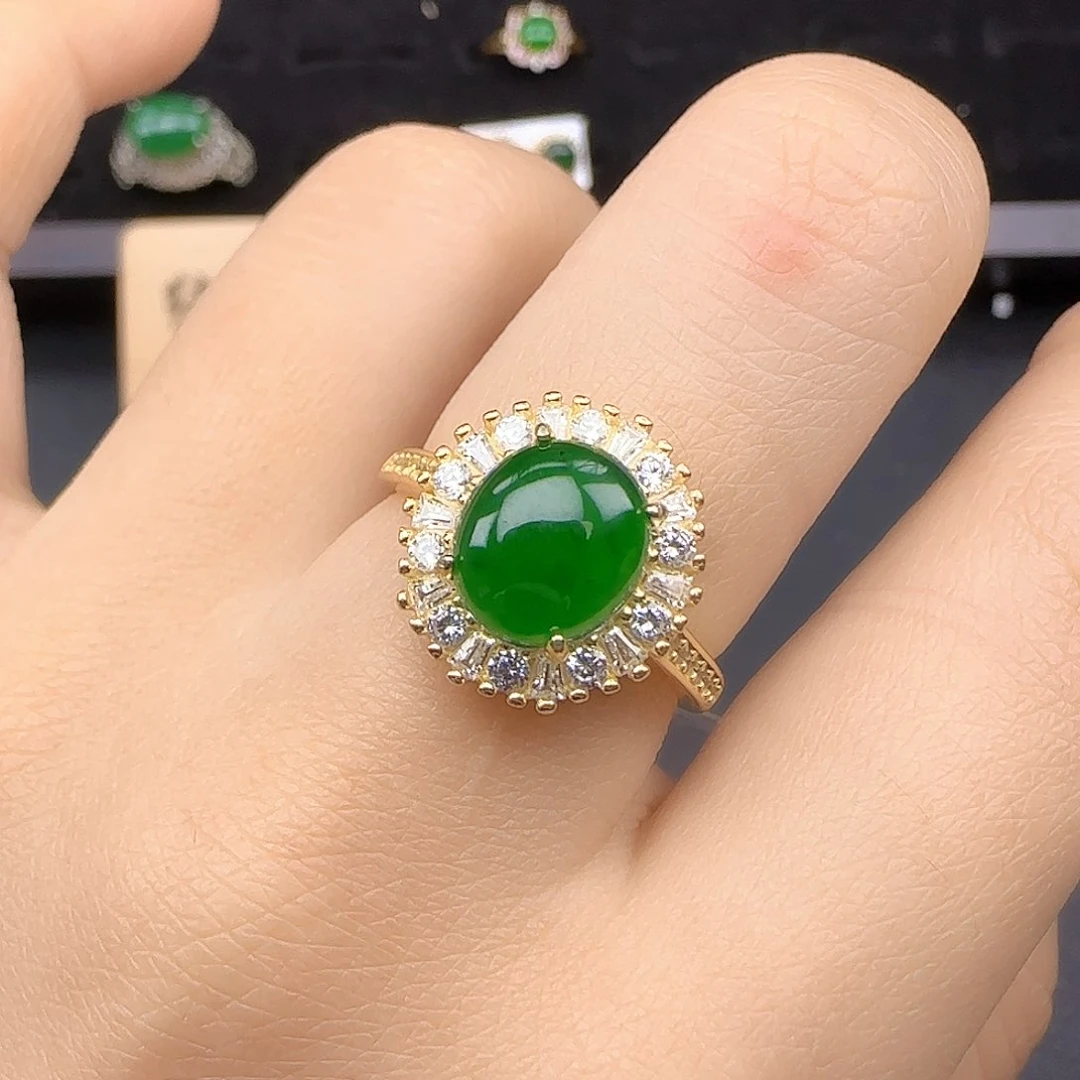 银S925镶嵌戒指翡翠