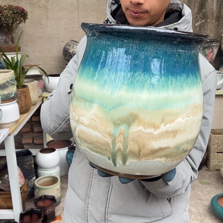 红陶山水画口径22高度25