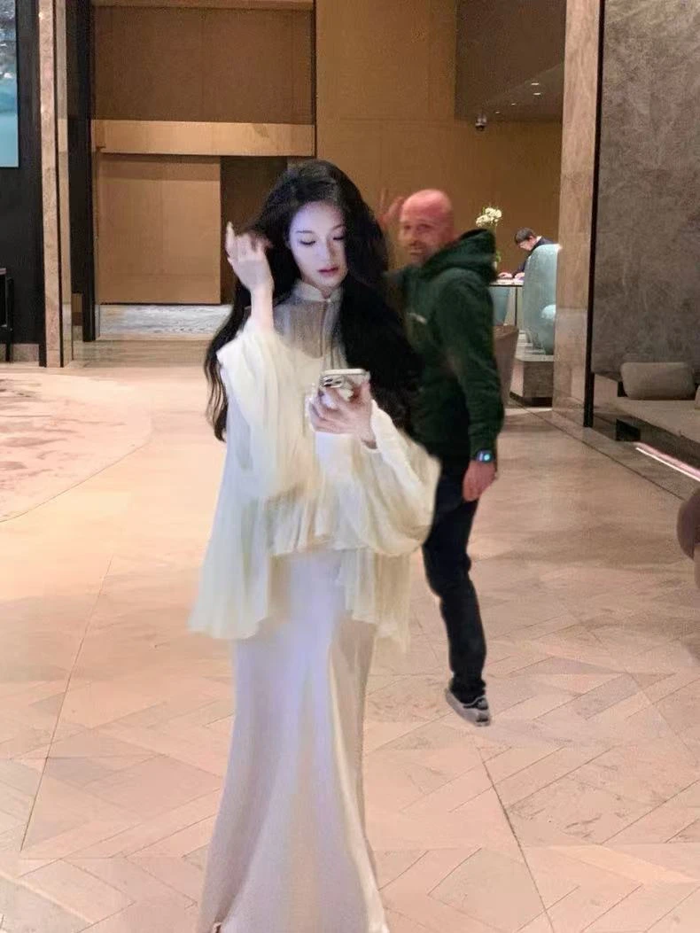 气质白色立领人丝新中式衬衫女夏2025新款设计感大摆仙气显瘦上衣