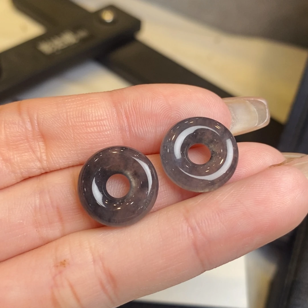 翡翠耳饰未镶嵌冰乌鸡甜甜圈