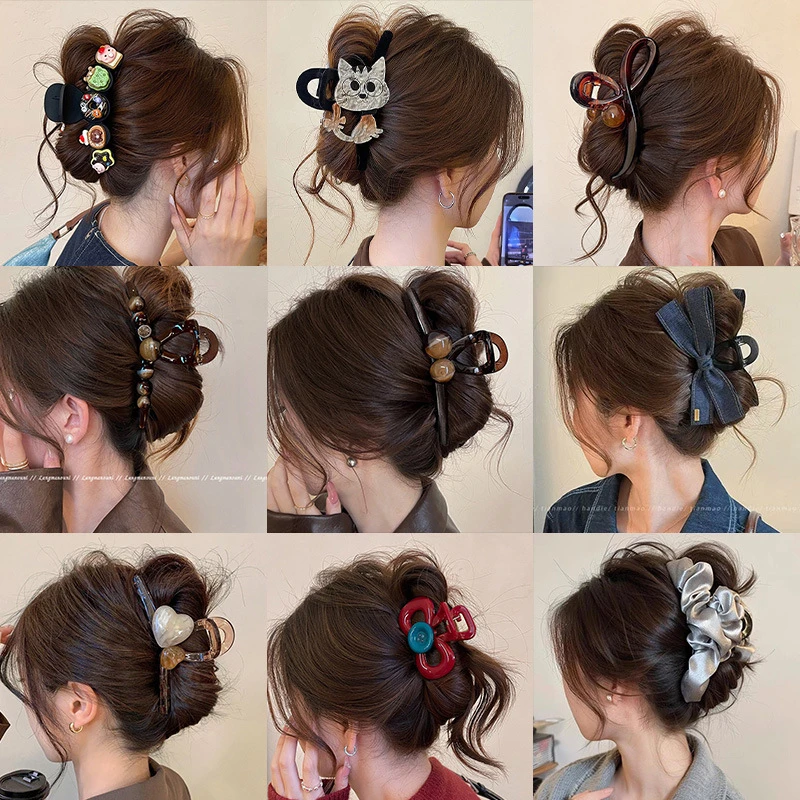 发夹后脑勺抓夹牛仔蝴蝶结女款2025新款网红爆款头饰发饰鲨鱼夹