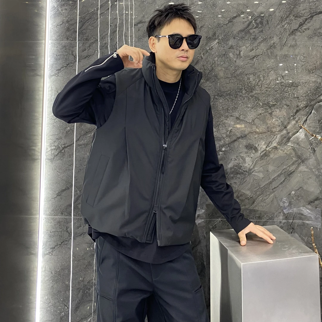 冬季双拉链立领90白鸭绒立体裁剪羽绒马甲百搭痞帅保暖无袖背心男