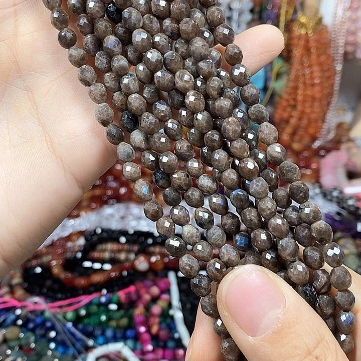 玛瑙/玉髓未镶嵌珠宝半成品天然咖啡闪光切面卡5*6mm