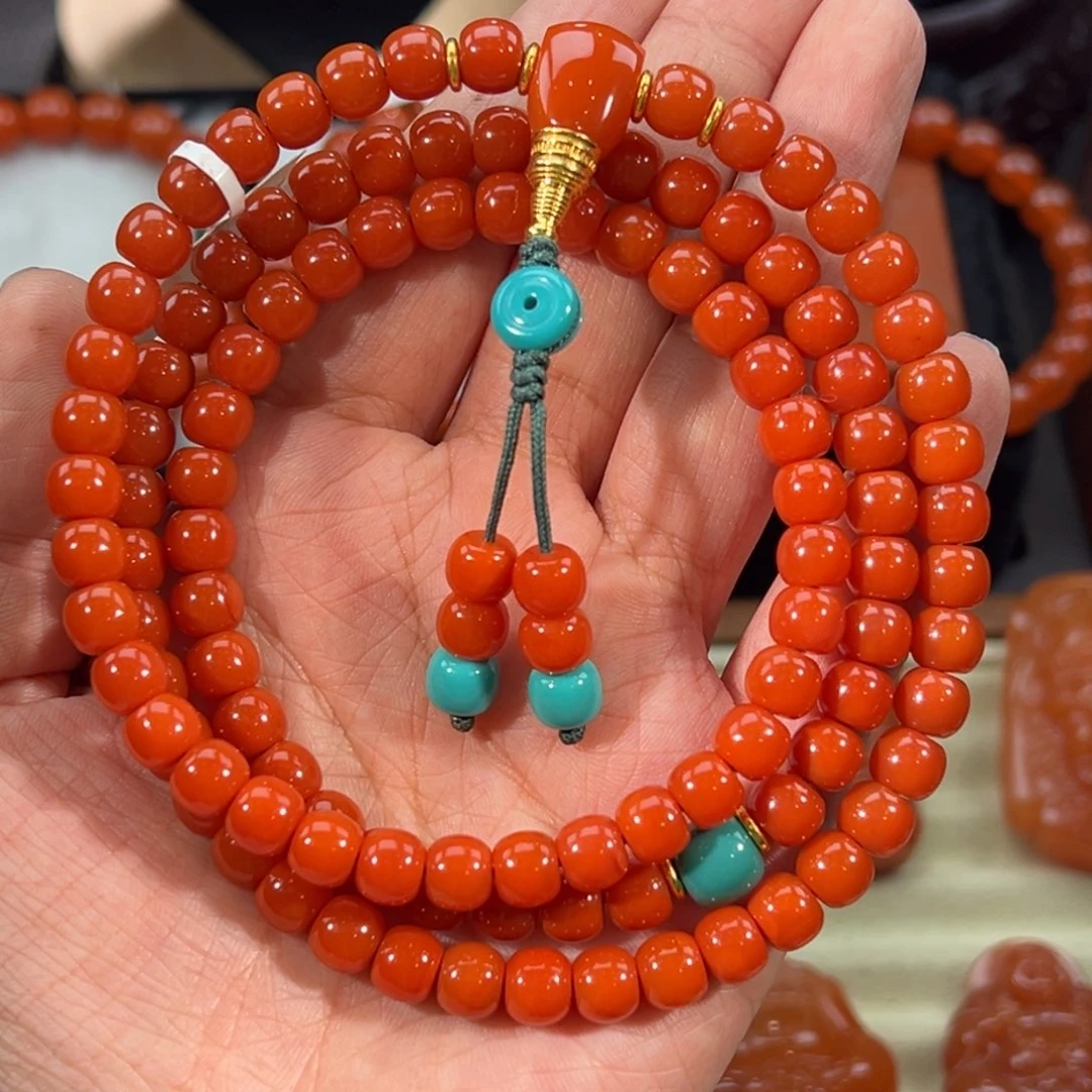 南红玛瑙未镶嵌滴水洞老型108 7mm