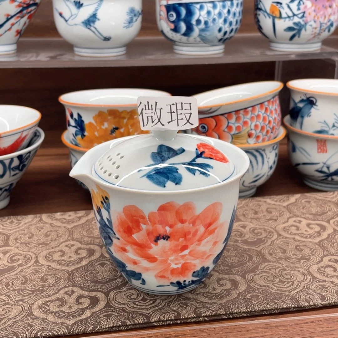 釉下手绘茶具微瑕