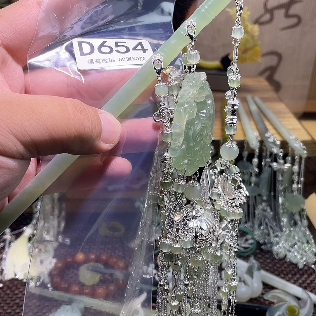 蛇纹石玉未镶嵌发饰N**彬