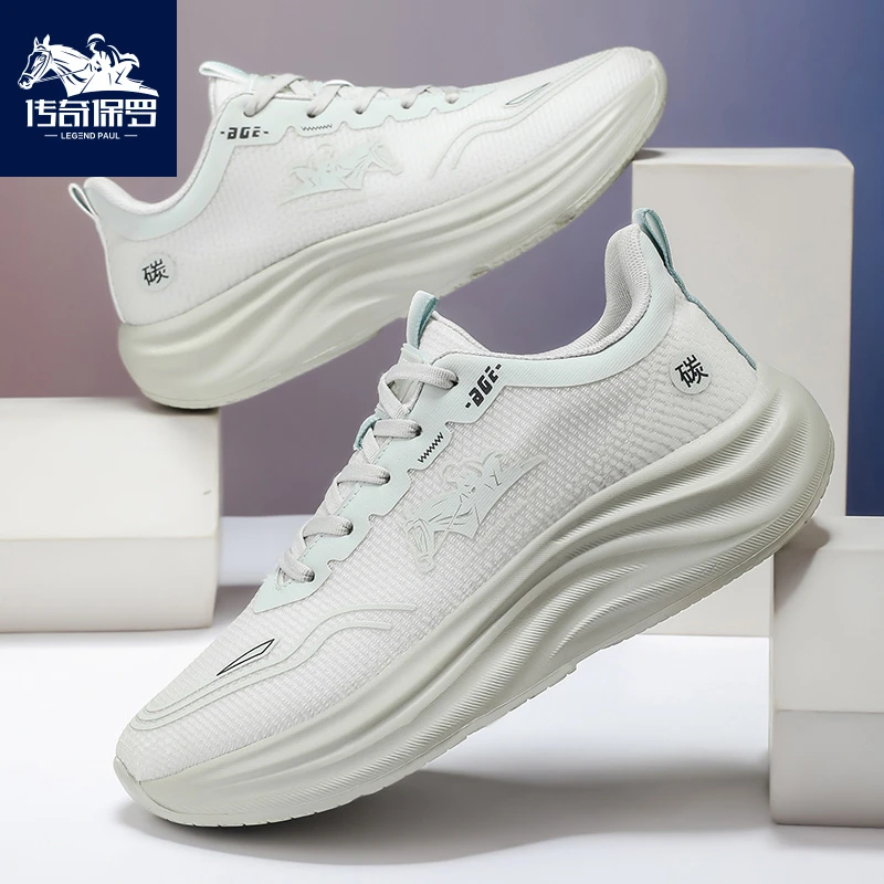 传奇保罗2025秋冬减震软底运动鞋透气休闲网面男士跑步鞋软底舒适