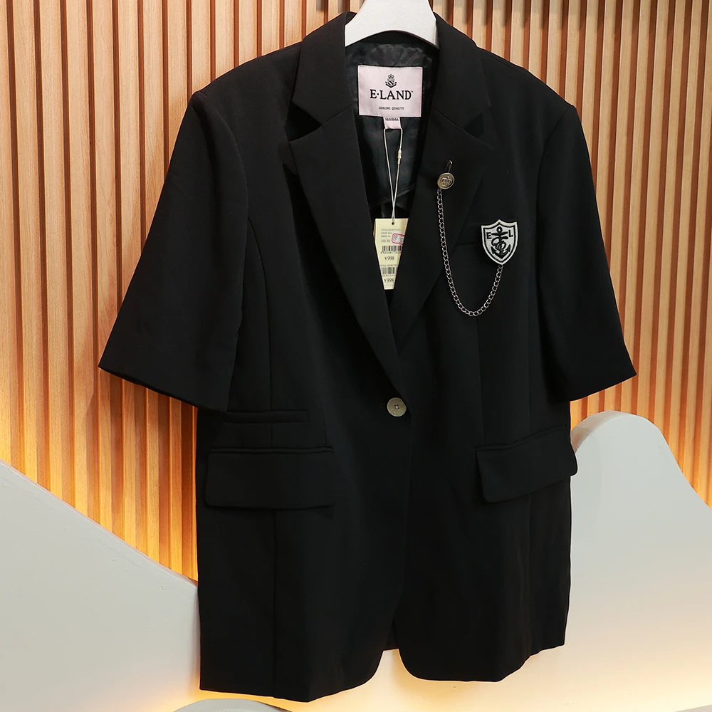 清货！ELAND/衣恋 女士夏季休闲短袖轻薄西服EEJKC5301I