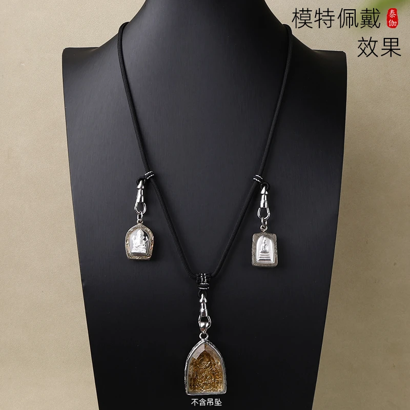 钛钢布艺吊坠 泰国原版鹰嘴扣佛牌链吊坠绳单挂三尊五挂快拆可选