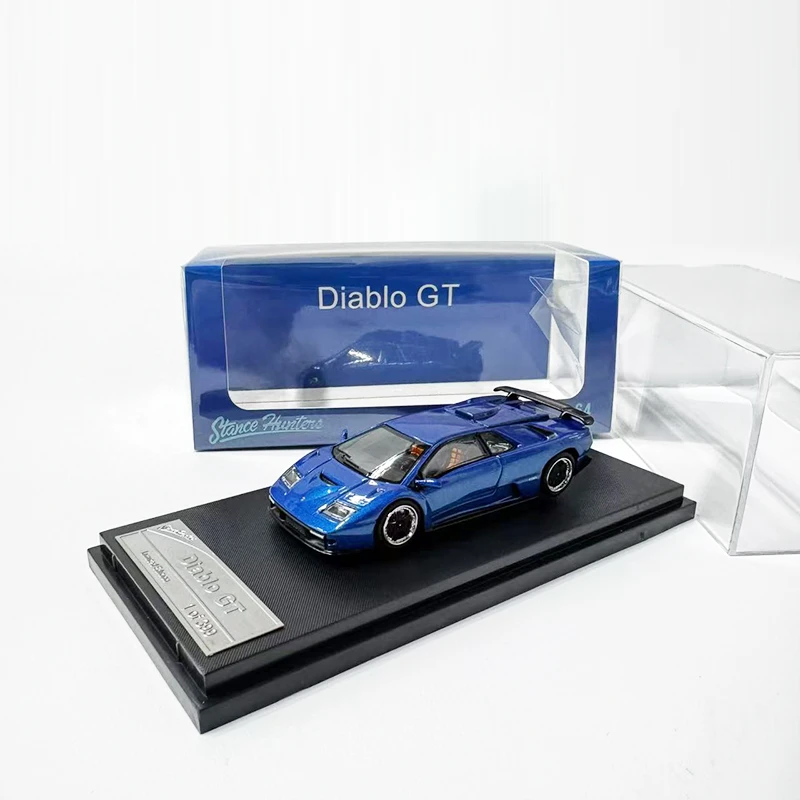 SH 1:64 兰博基尼迪亚波罗 鬼怪 1998 后盖可开 合金车模 金属蓝