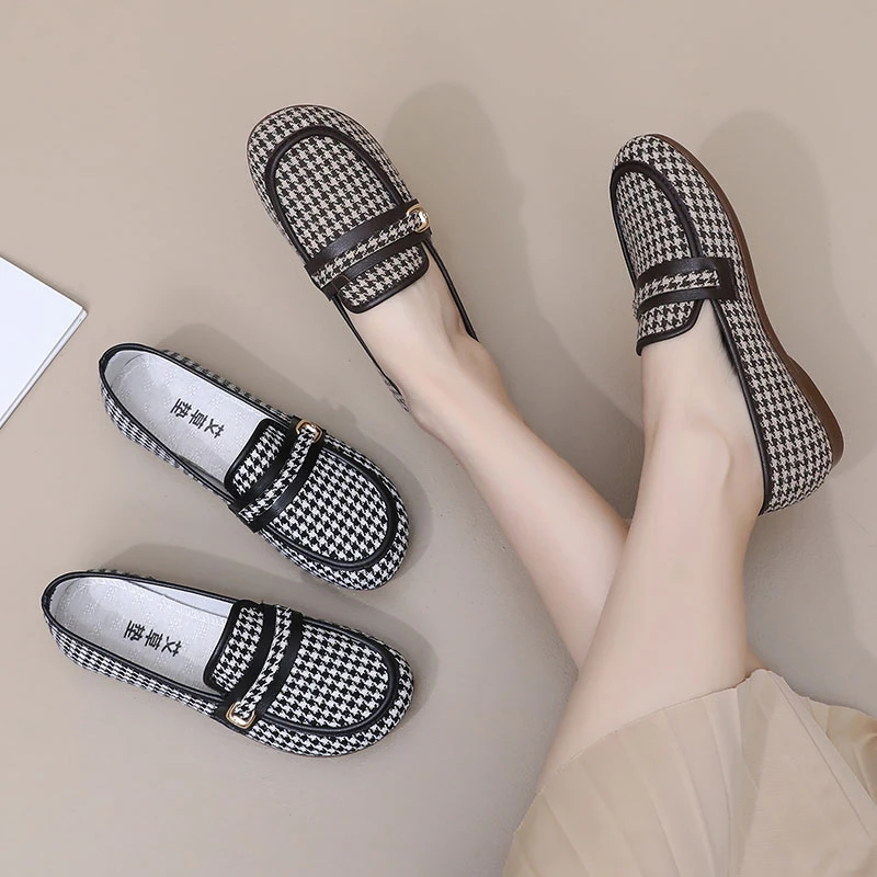 意迪森单鞋平底浅口艾草网红豆豆鞋透气懒人鞋女鞋软底春季乐福鞋