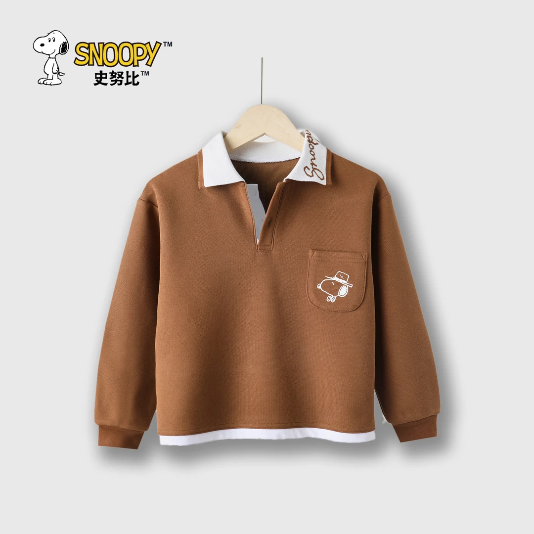 Snoopy/史努比POLO衫男宝女宝卫衣秋款2025翻领假两件帅气中大童