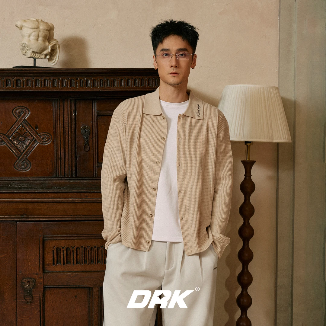 DRK【穆 系列】毛织华夫格衬衫开衫休闲针织时尚外套春秋简约慵懒风
