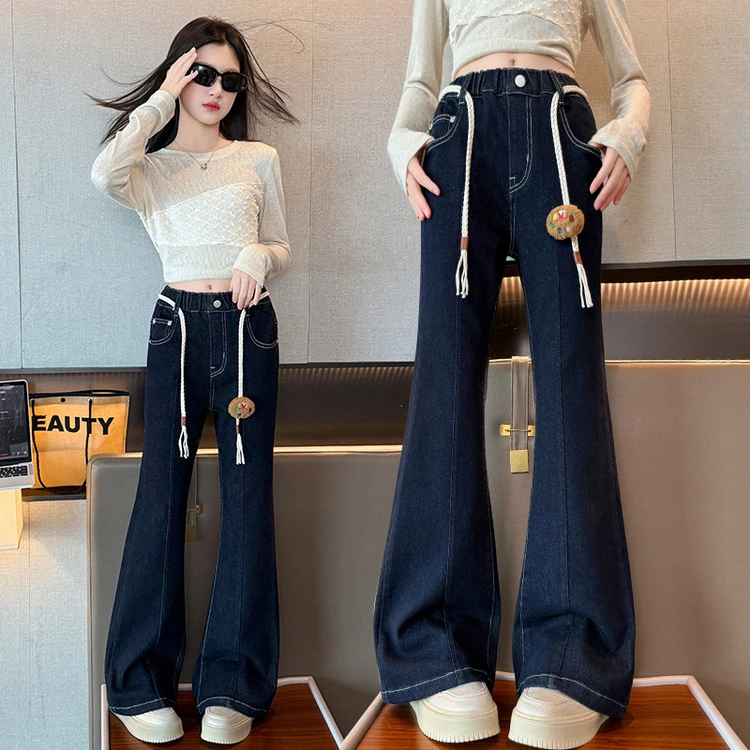 女童牛仔裤秋装2025新款儿童春秋款裤子中大童小女孩喇叭裤