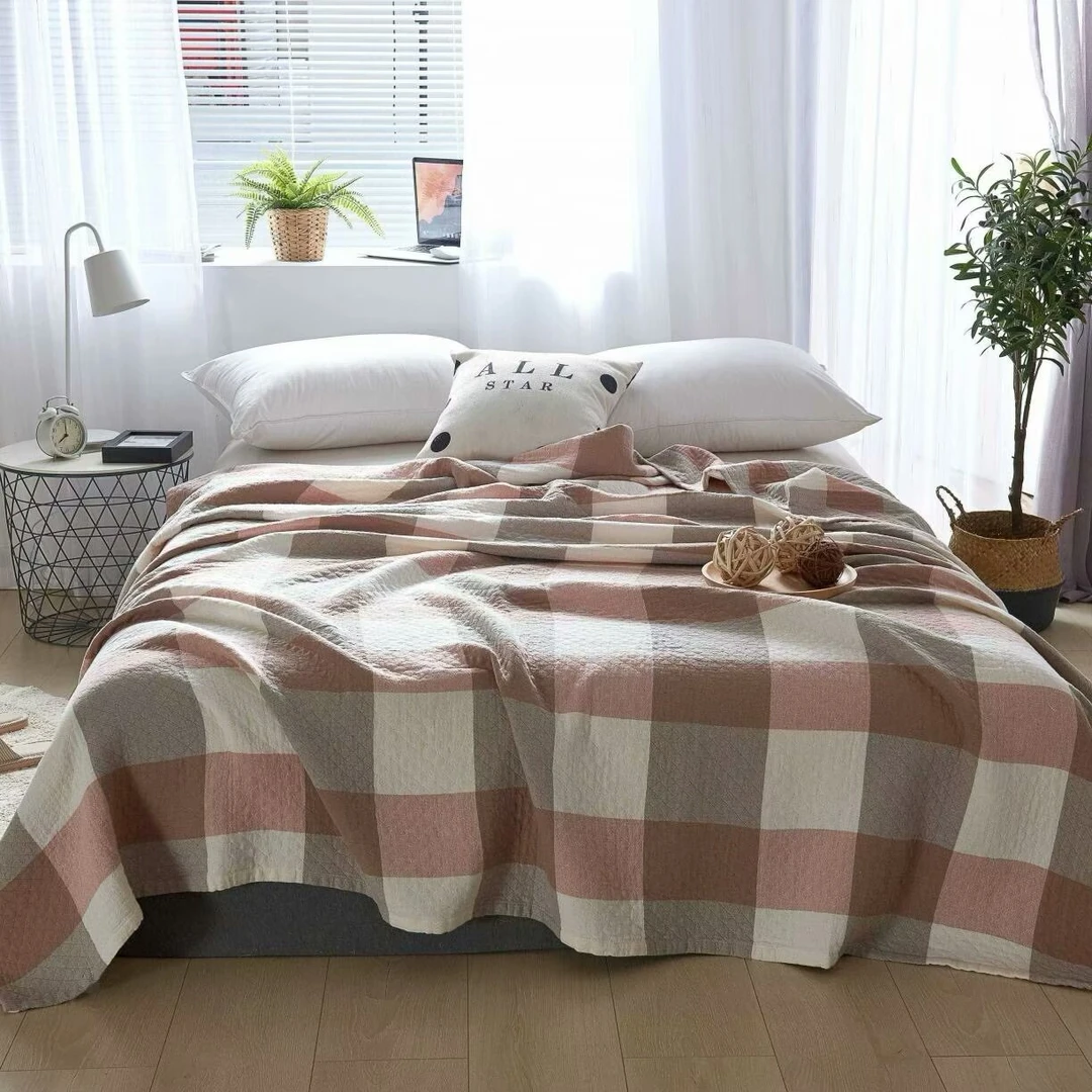 水洗棉纱布被毯全棉三层纱布舒适亲肤透气四季通用双面多功能休闲