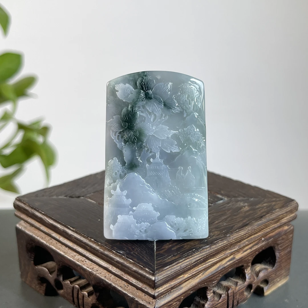 JTB17-95  天然缅甸A货翡翠  山水牌