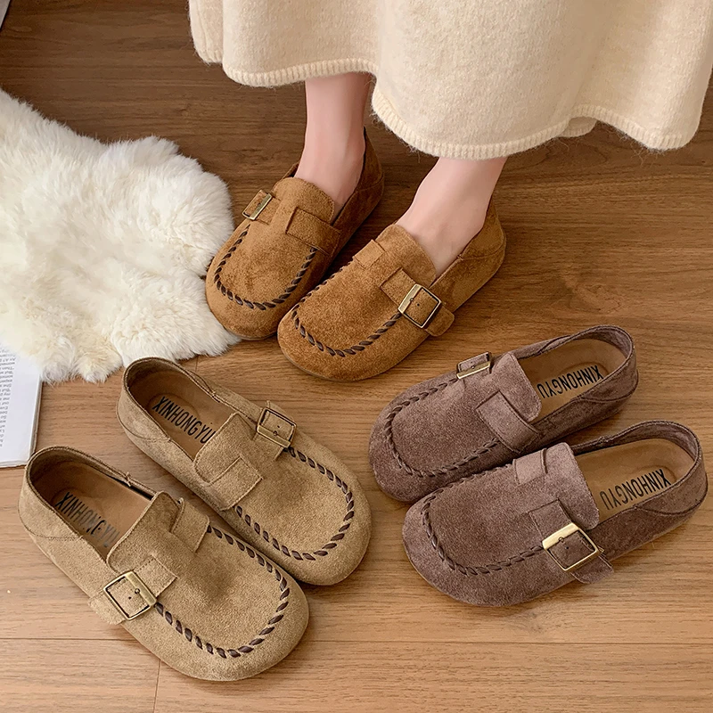 XHY【勃肯豆豆鞋】新款港风复古爆款两穿单鞋2025经典手工鞋百搭