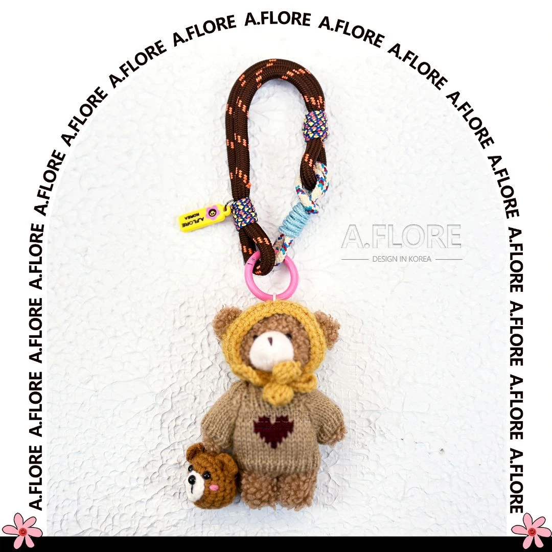 A.FLORE韩国原创手工挂饰公仔黄头套拎熊头奢侈品包包韩国挂件