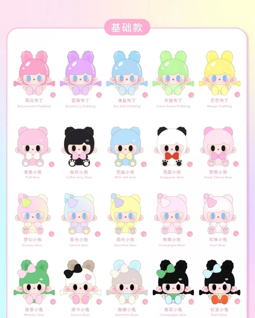 【五人踩尾巴】多巴胺小兔薯泥兔与熊萌粒盲袋迷你潮玩公仔盲盒