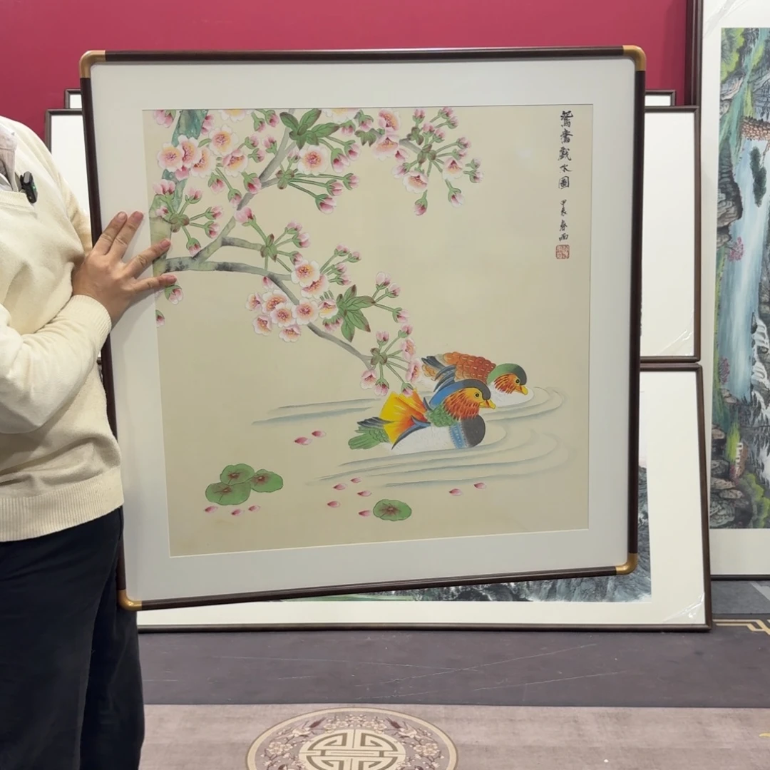 国画手绘作品带框80/80