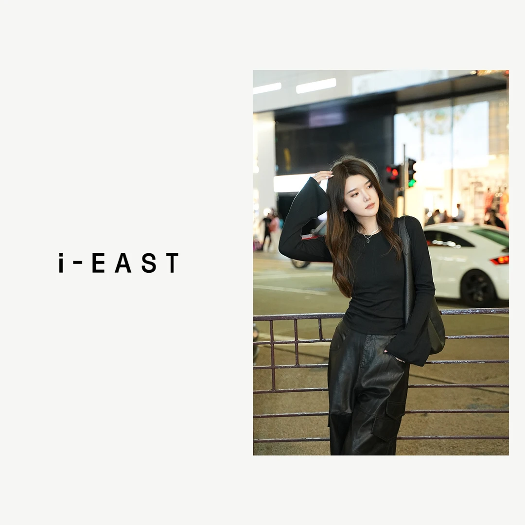i-EAST 时尚宠儿~修身款圆领长T恤上衣T11674