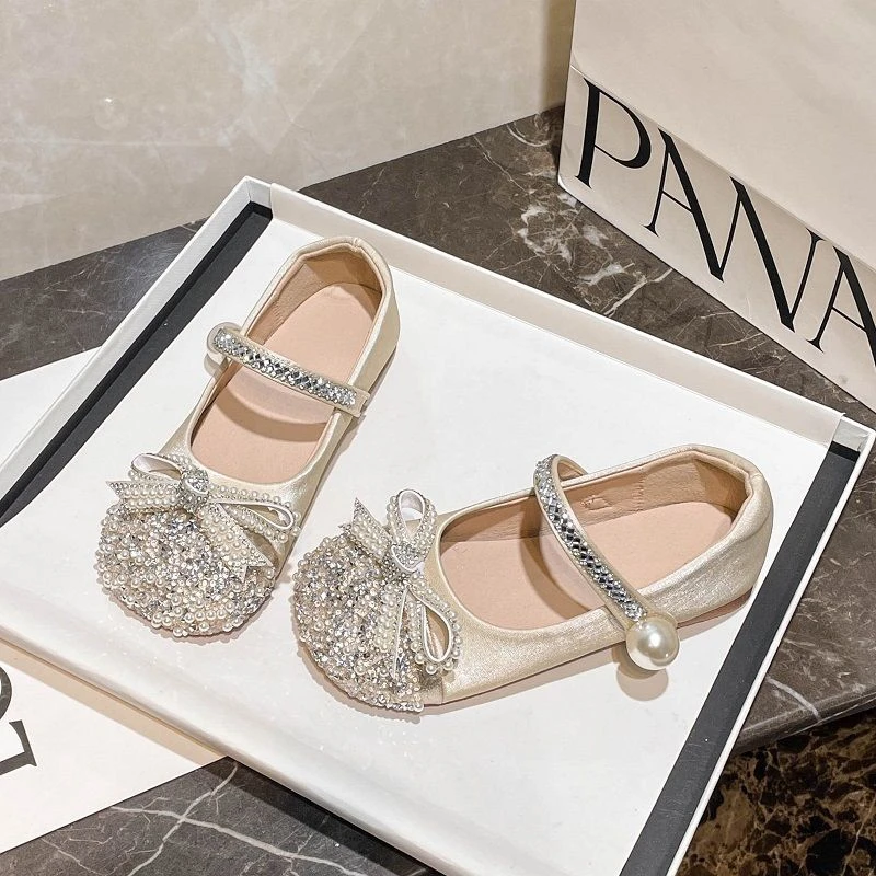 女童水晶公主鞋新款儿童小皮鞋艾莎亮晶晶配礼服鞋春秋季演出单鞋